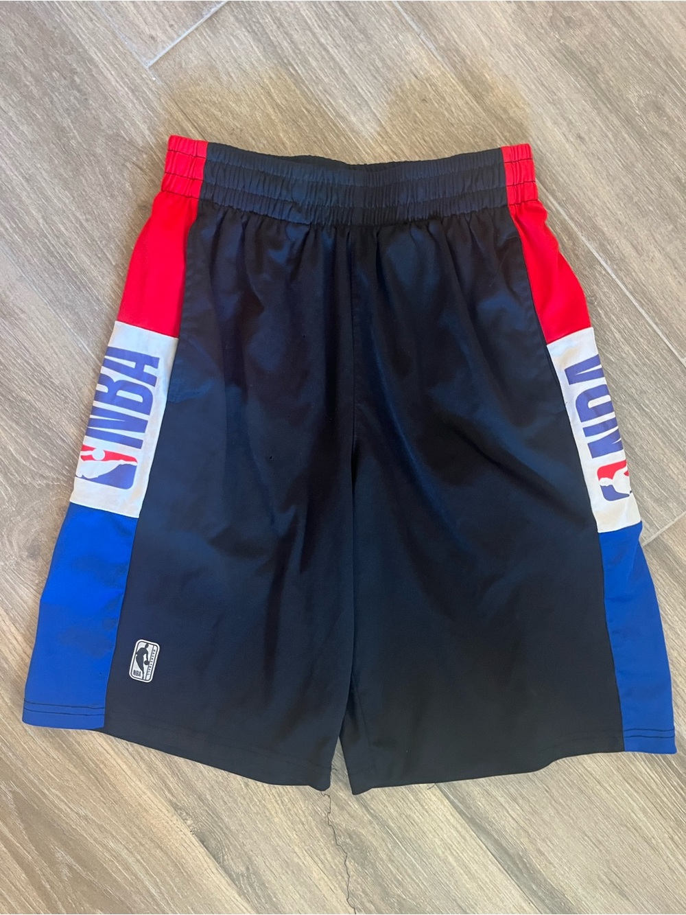NBA Black Shorts with Red and Blue Colorblock Panels